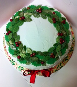 Holly wreath cake